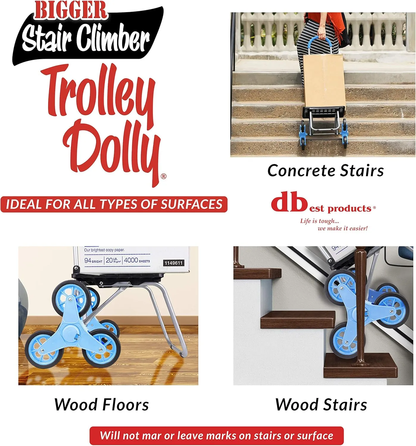 dbest products Stair Climber Bigger Trolley Dolly, Moroccan Tile Grocery Shopping Foldable Cart Condo Apartment