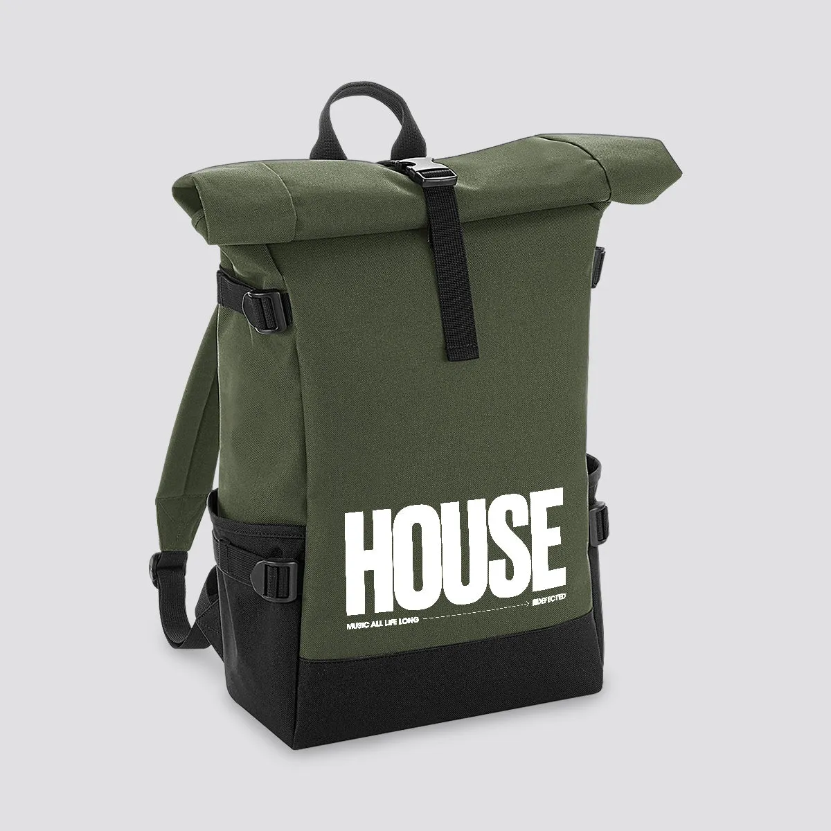 Defected House Statement Roll-Top Backpack