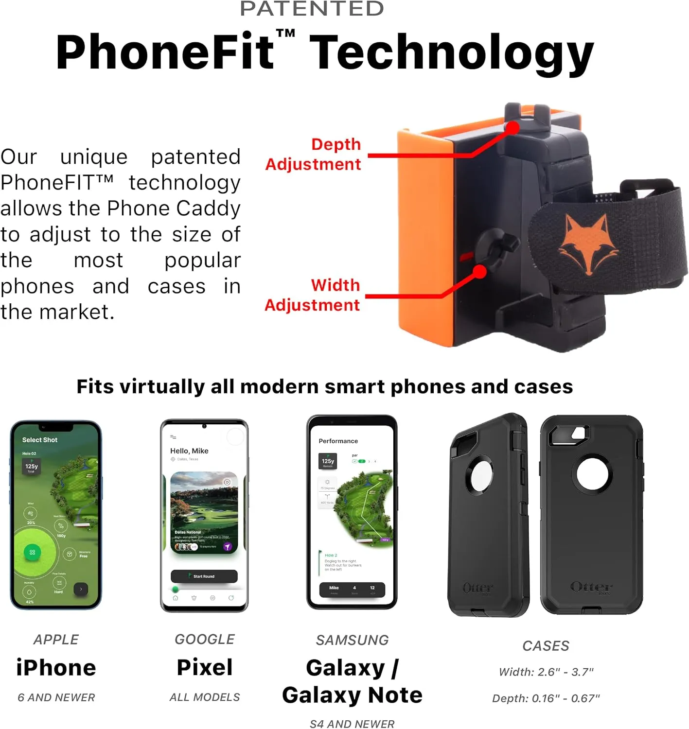 DESERT FOX GOLF Phone Caddy – Funny Quotes Golf Cart Phone Holder with Secure Strap for Hands-Free GPS & Golf Apps – Gifts for Men & Women
