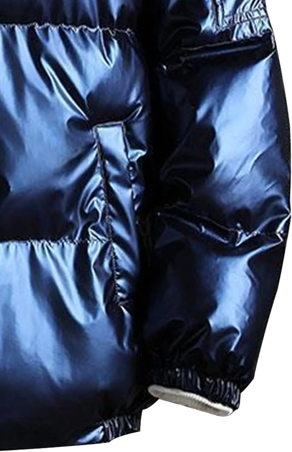 DGHM-JLMY Men's Glossy Padded Winter Hood Coat Metallic Full Zip Down Quilted Puffer Jacket Warm Plus Size Shiny Hooded Coat