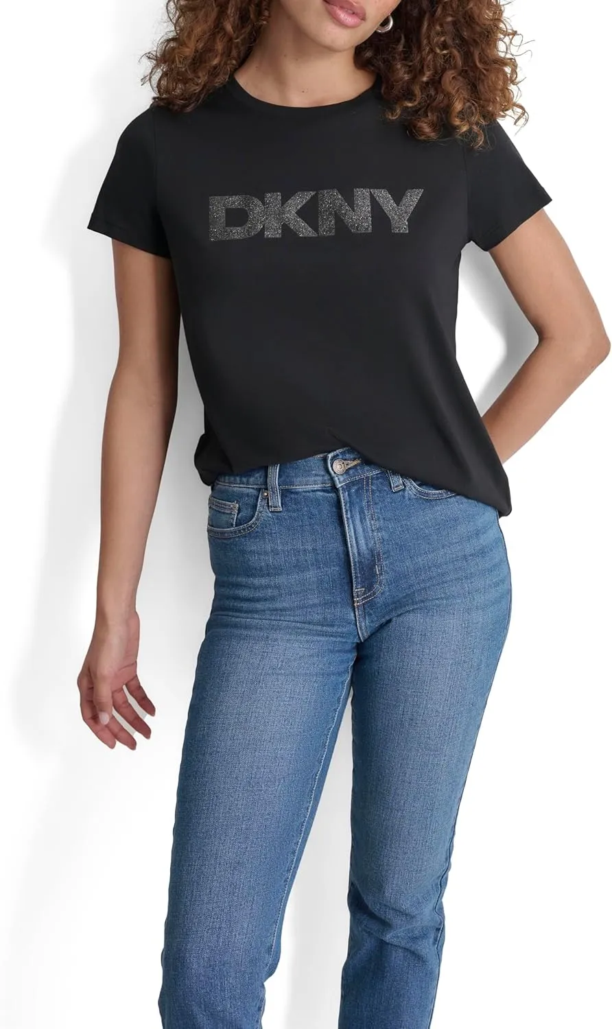 DKNY Women's Comfortable Soft Glitter Top