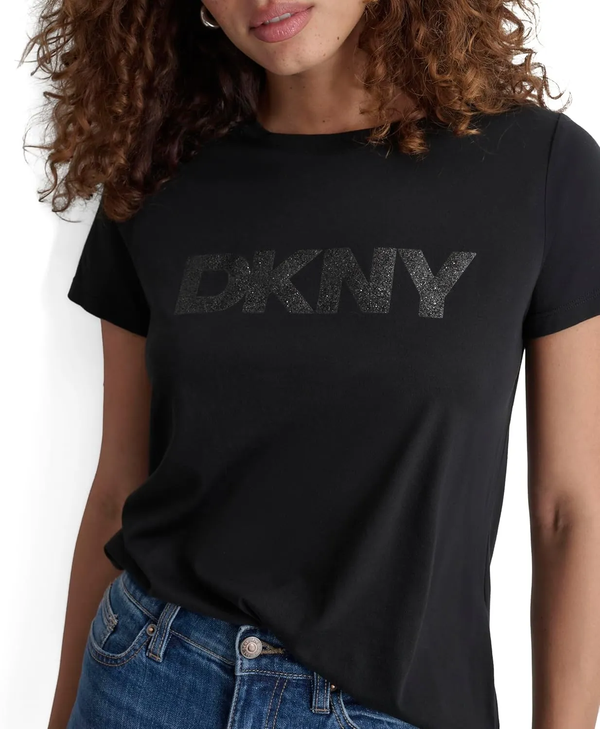 DKNY Women's Comfortable Soft Glitter Top