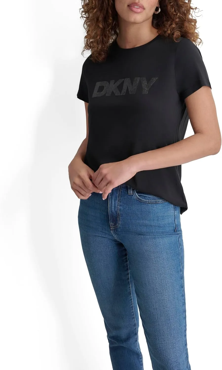 DKNY Women's Comfortable Soft Glitter Top