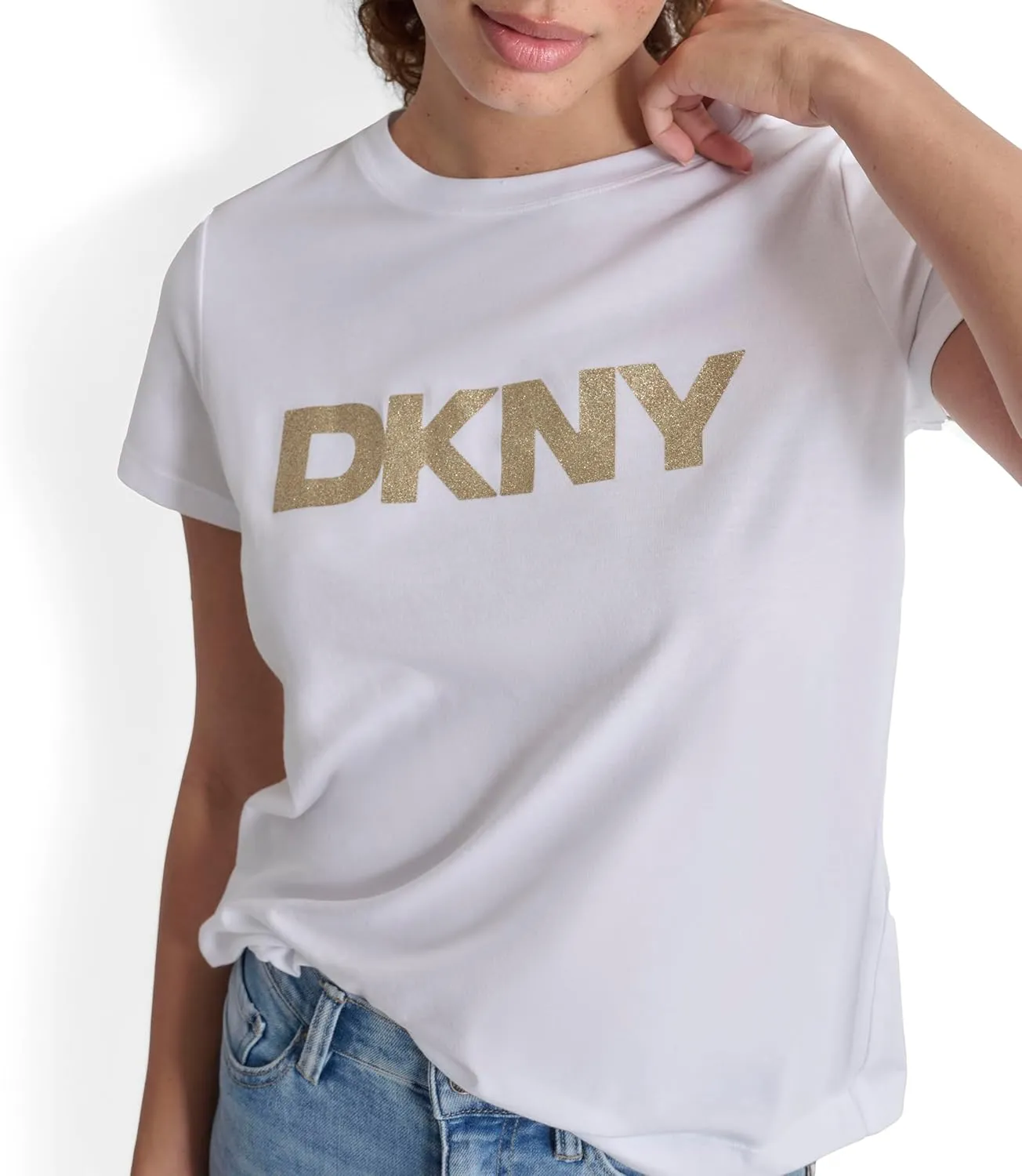 DKNY Women's Comfortable Soft Glitter Top