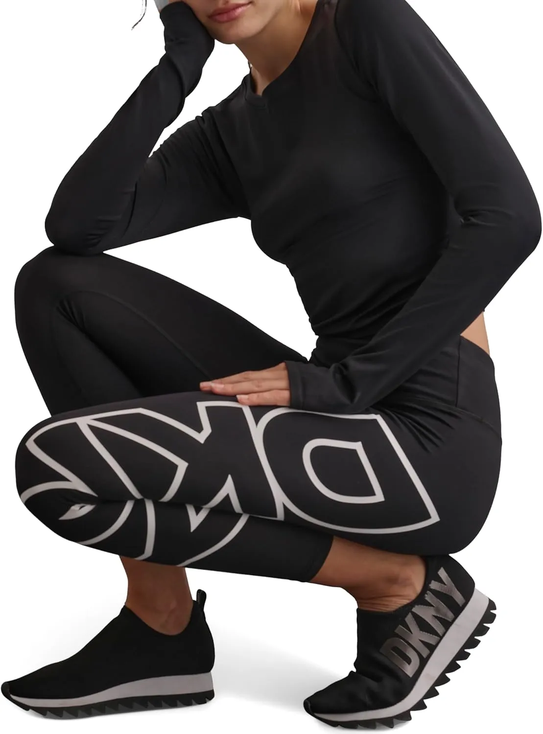 DKNY Women's Exploded Logo High Waist Balance Compression Legging