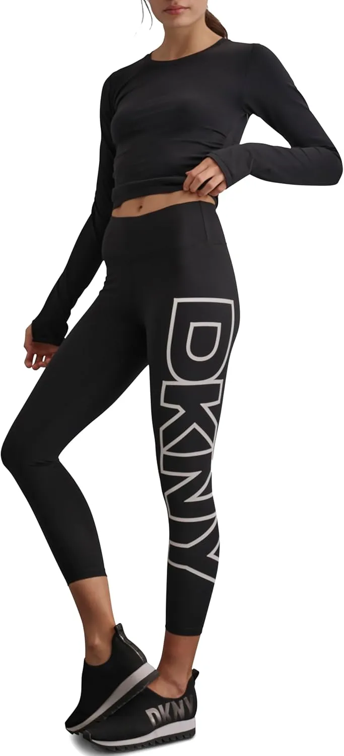 DKNY Women's Exploded Logo High Waist Balance Compression Legging