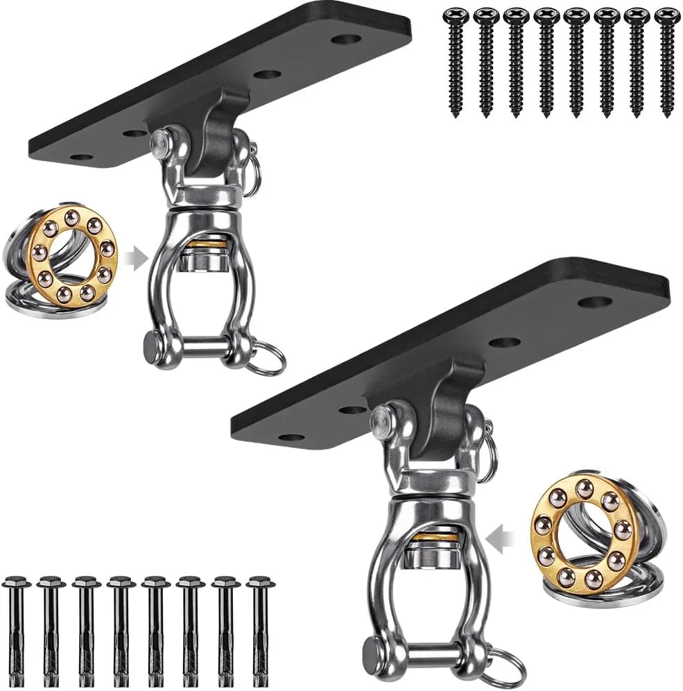 Dolibest 2 Pack Heavy Duty Swing Hangers, Swing Set Accessories for Indoor and Outdoor Playground, Porch Swing, Hanging Kit for Wooden and Concrete Set with 8 Wood Screws and 8 Expansion Bolts, 900LB