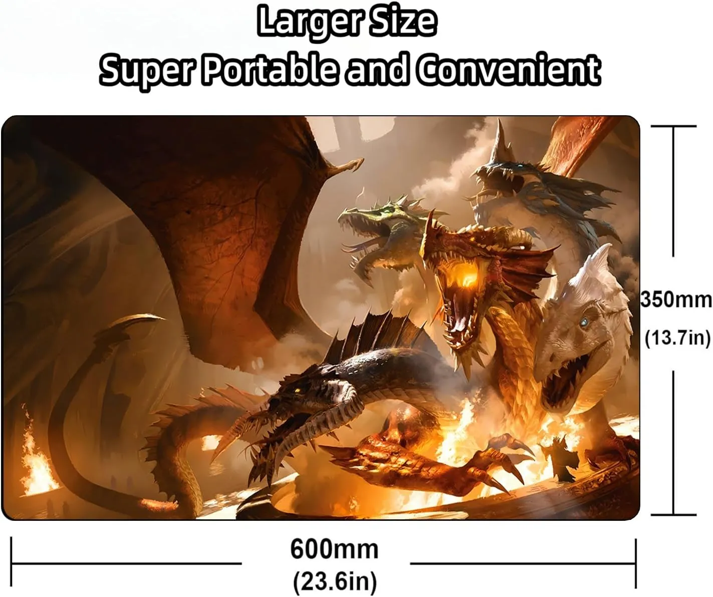 Dragon TCG Playmat, 24 x 14 Inches - MTG, DTCG, CCG, RPG Trading Card Game Playmat - Smooth Surface Battle Game Rubber Collection