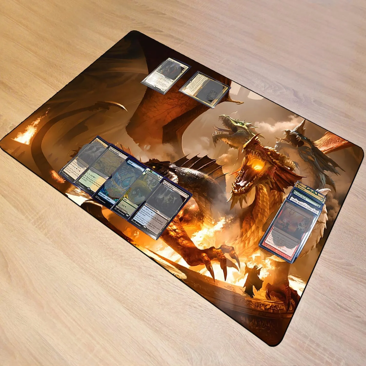 Dragon TCG Playmat, 24 x 14 Inches - MTG, DTCG, CCG, RPG Trading Card Game Playmat - Smooth Surface Battle Game Rubber Collection