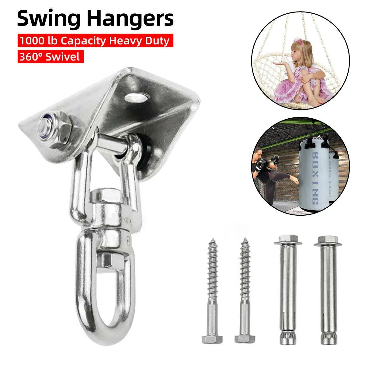 Durable Stainless Steel Swing Chair Hammock Hooks Heavy Duty Swivel Load Hooks