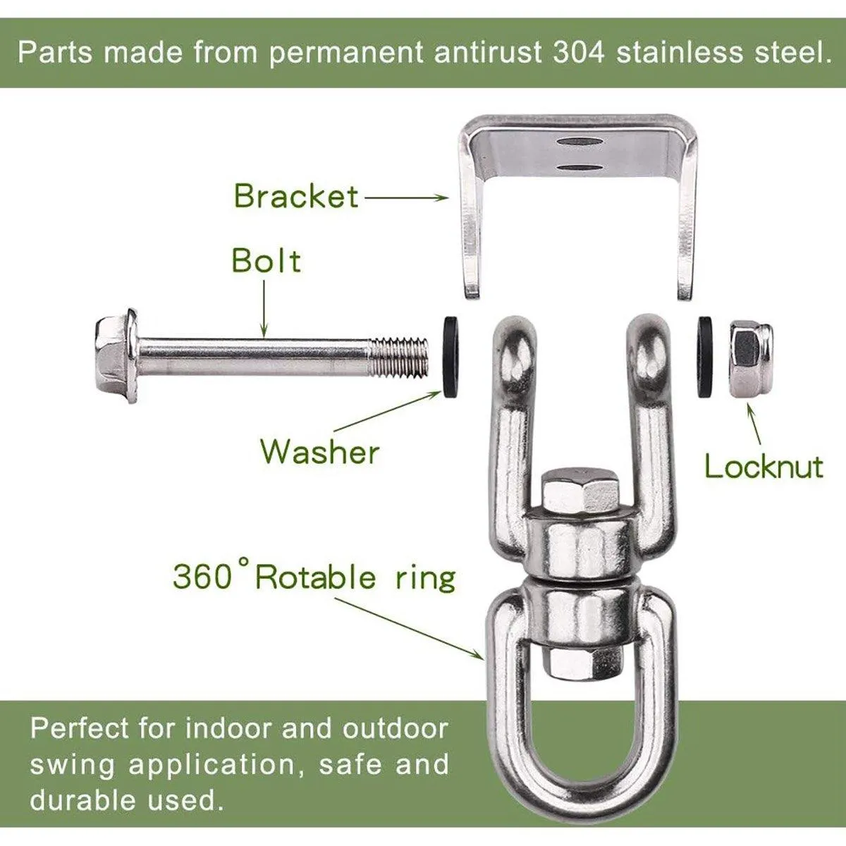 Durable Stainless Steel Swing Chair Hammock Hooks Heavy Duty Swivel Load Hooks