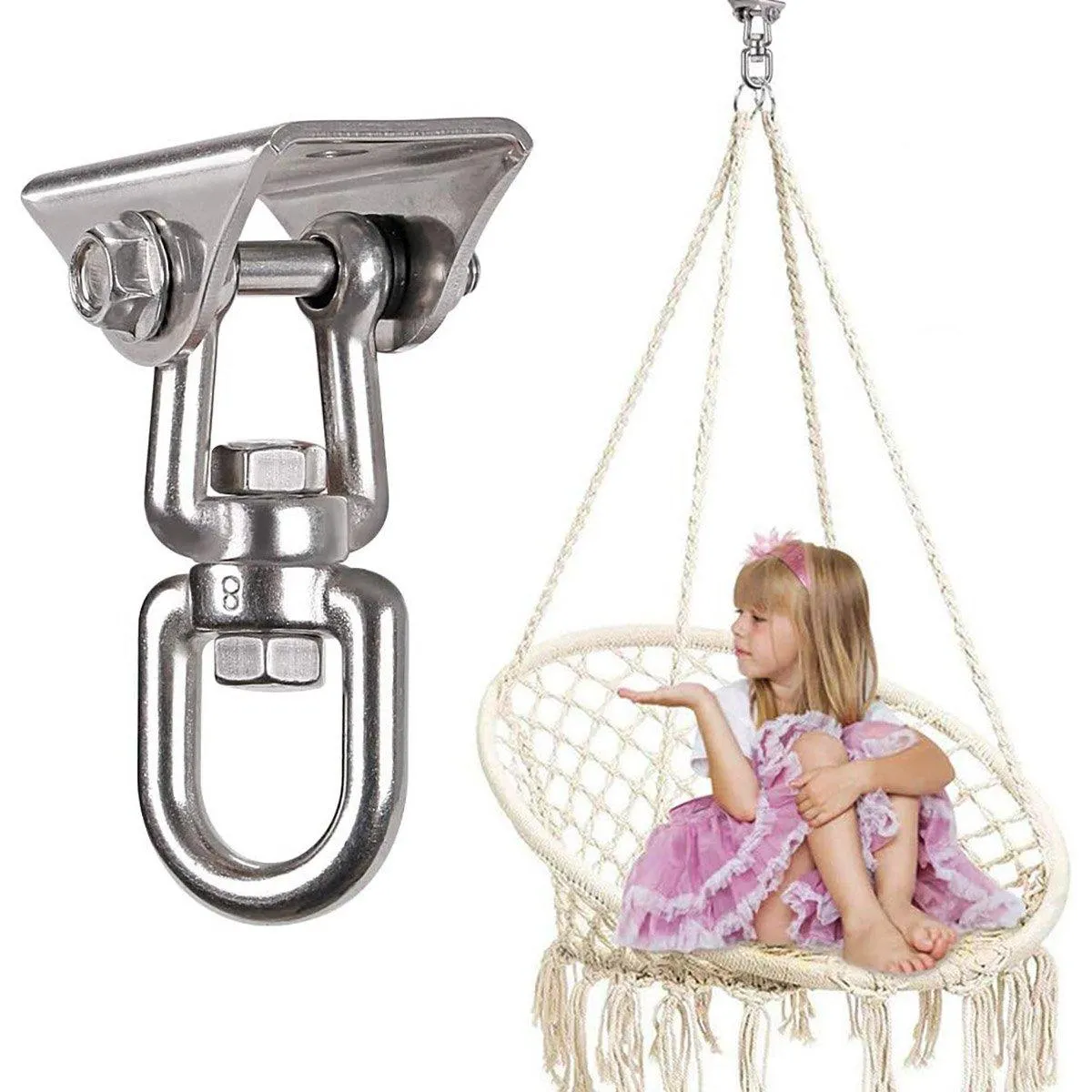 Durable Stainless Steel Swing Chair Hammock Hooks Heavy Duty Swivel Load Hooks