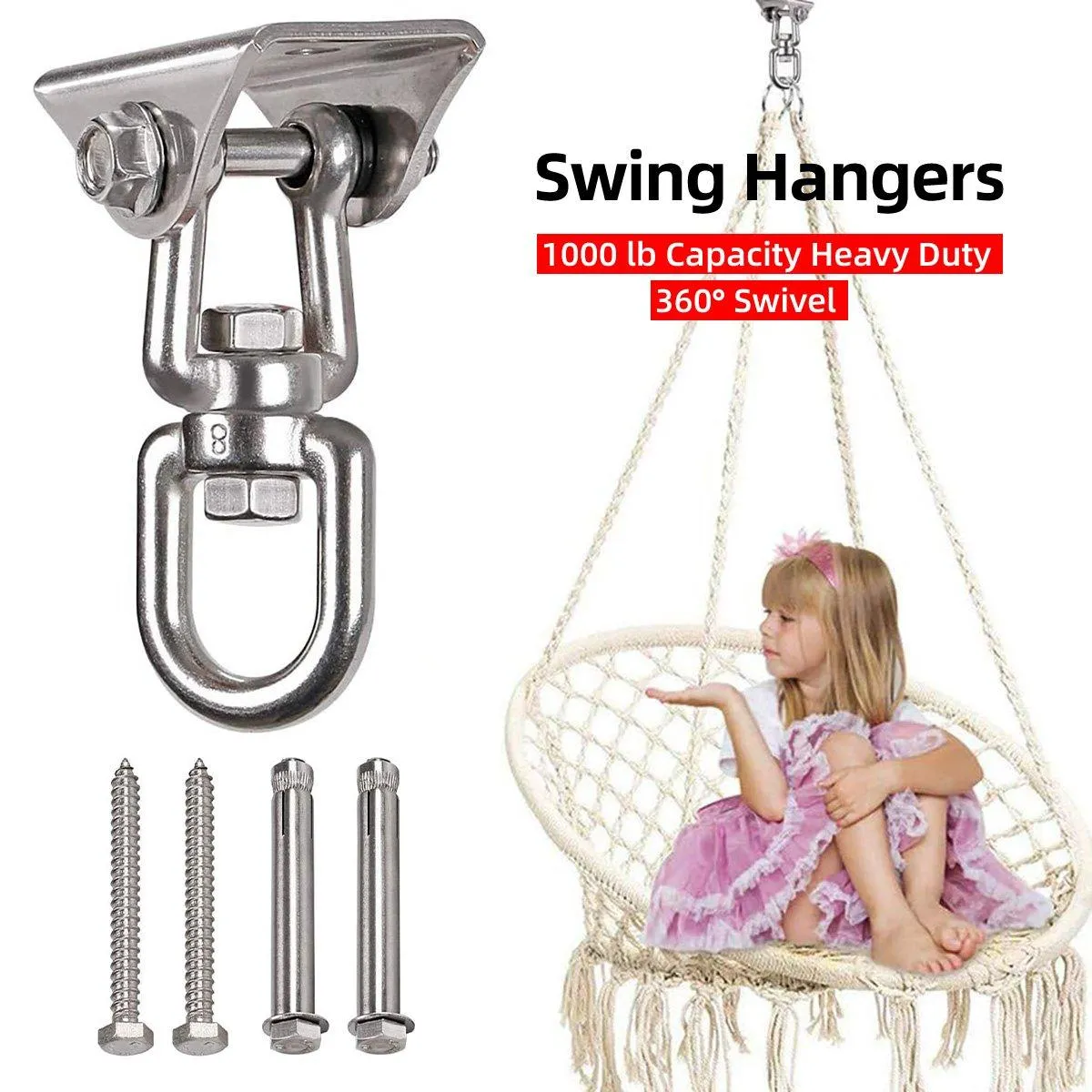 Durable Stainless Steel Swing Chair Hammock Hooks Heavy Duty Swivel Load Hooks
