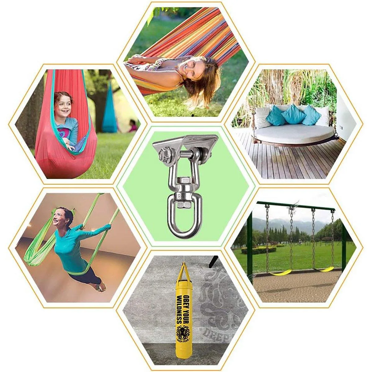 Durable Stainless Steel Swing Chair Hammock Hooks Heavy Duty Swivel Load Hooks