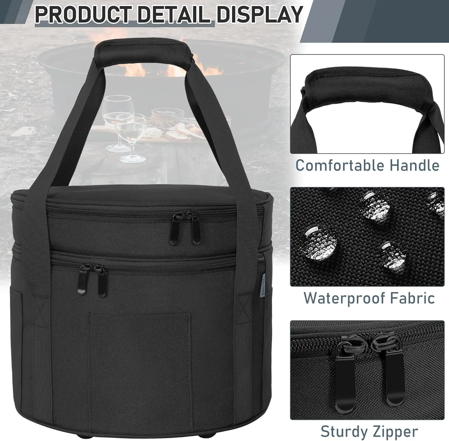 Dutch Oven Bag for 10 & 12 Inch, 2 Layers Travel Bag