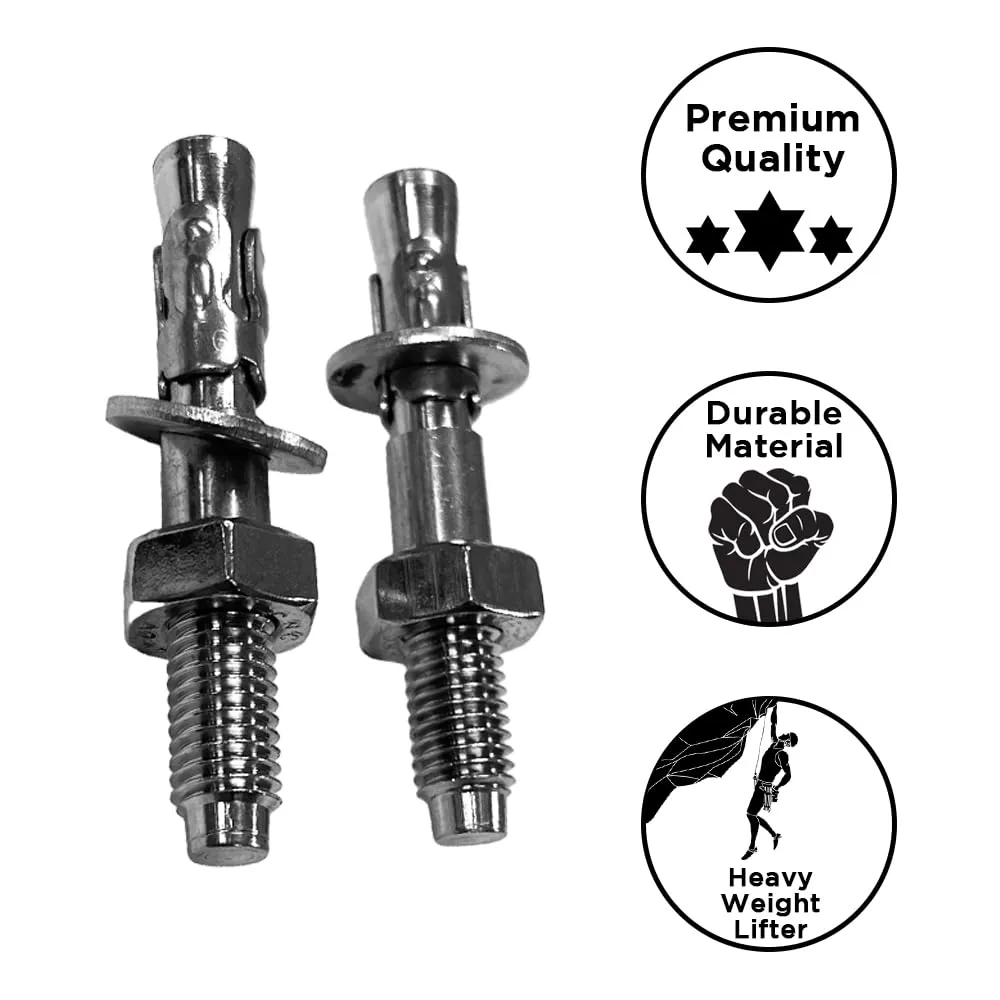 Dynamo Stainless Steel 304 Wedge Expansion Bolt for Hard Rock - Outdoor Use, 25kN Minimum Strength M10x70mm, Pack of 2