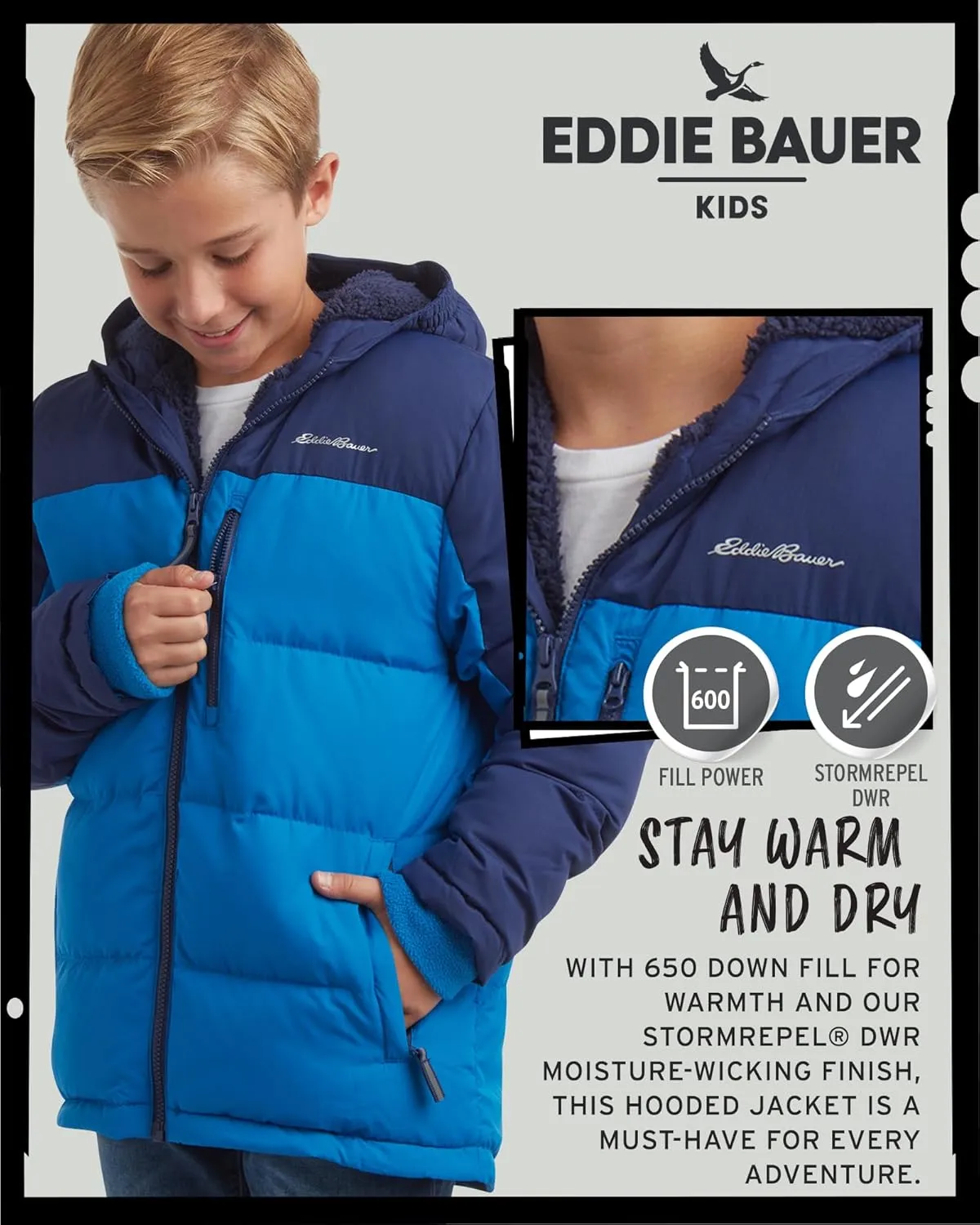 Eddie Bauer Boys' Winter Jacket - Heavyweight Quilted Down Jacket - Insulated Hooded Outerwear Coat for Boys (5-16)