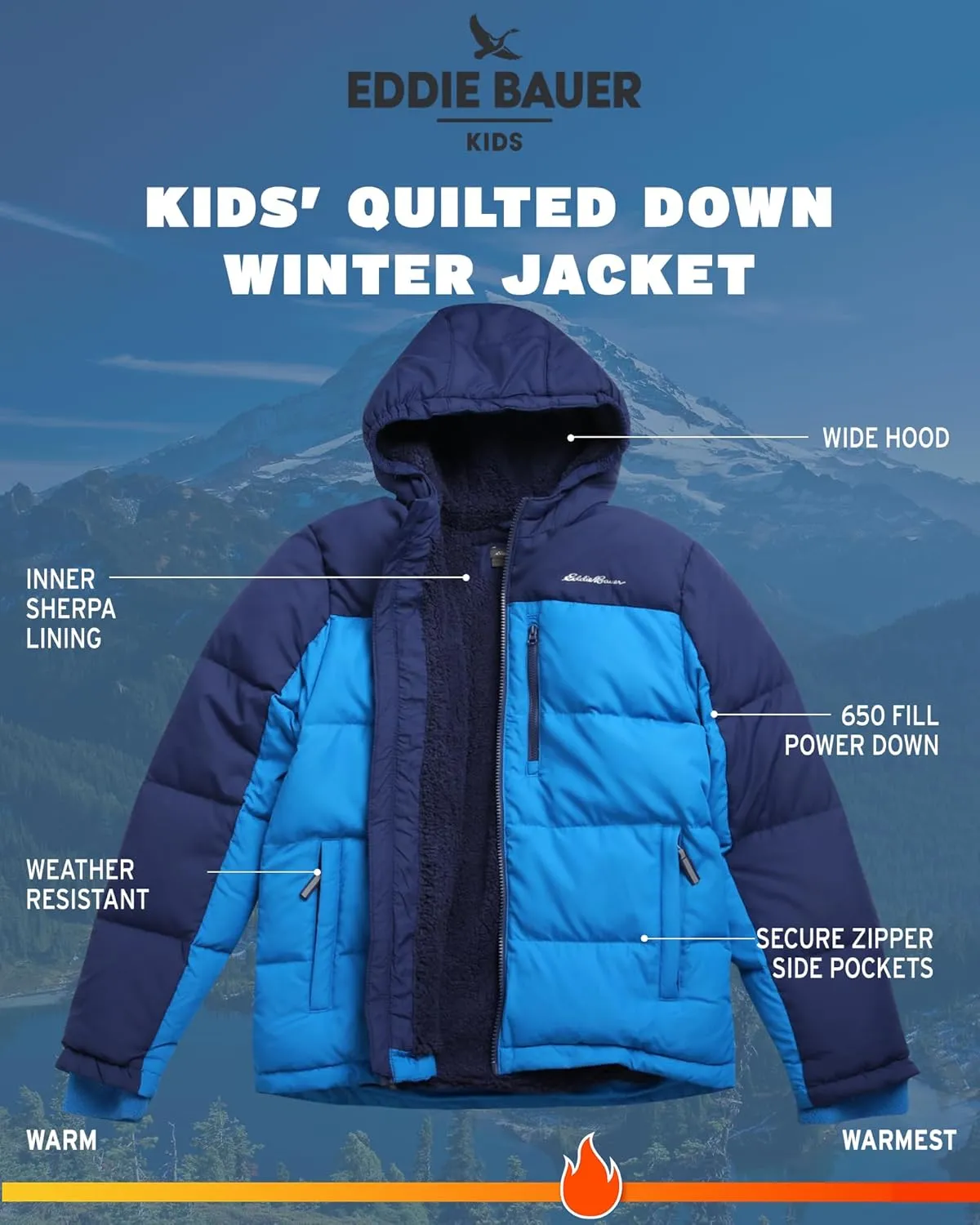 Eddie Bauer Boys' Winter Jacket - Heavyweight Quilted Down Jacket - Insulated Hooded Outerwear Coat for Boys (5-16)
