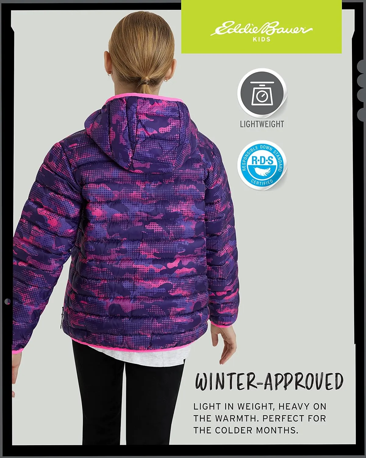 Eddie Bauer Girls' Jacket - CirrusLite Weather Resistant Down Coat for Girls - Insulated Quilted Bubble Puffer (3-20)