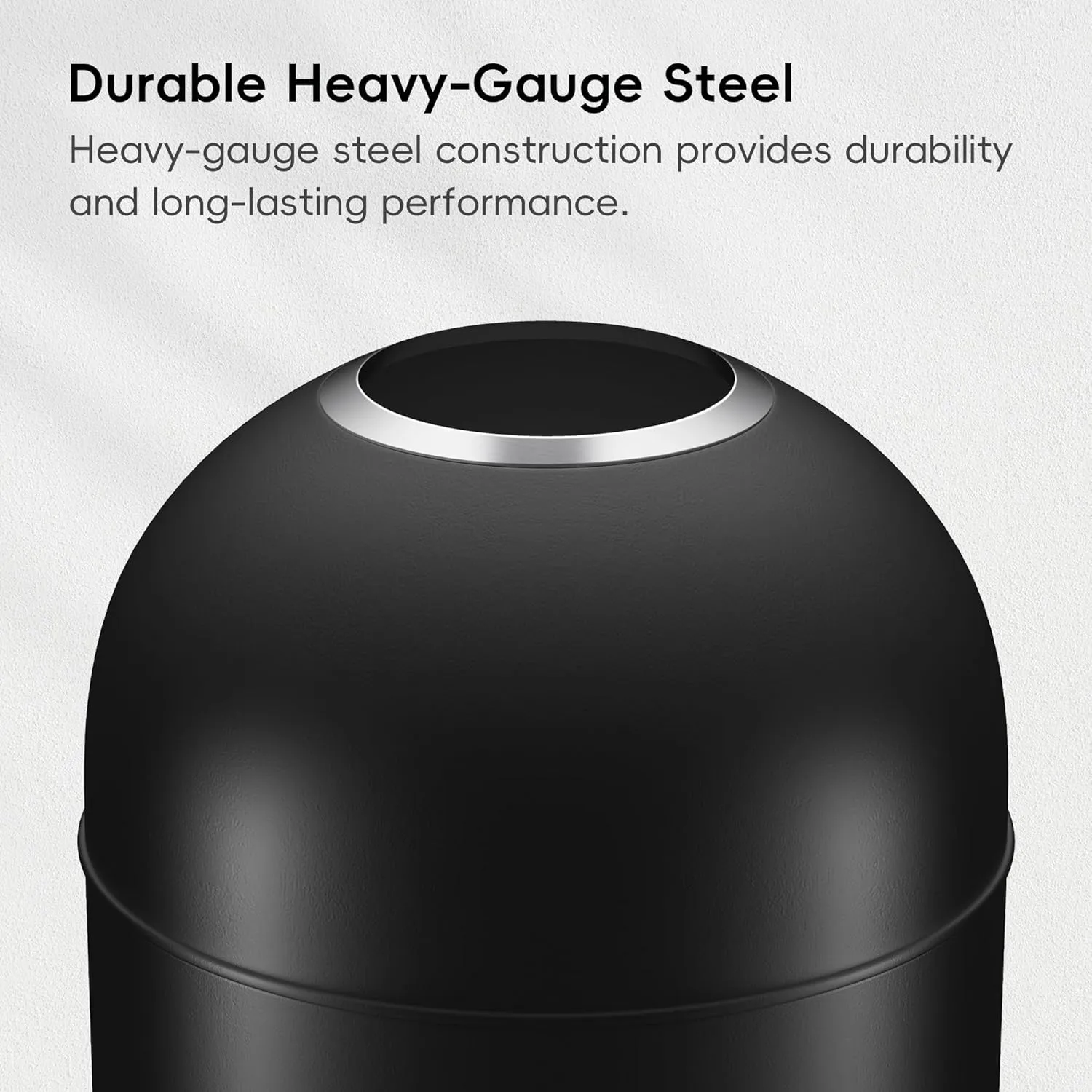 EKO Eternal 56L/15 Gallon Large Capacity Tall Commercial Trash Can, Round Open Top Waste Bin for Indoor and Outdoor, Black Steel Heavy-Duty, Durable Metal Garbage Bin for Home, Office, Restaurant