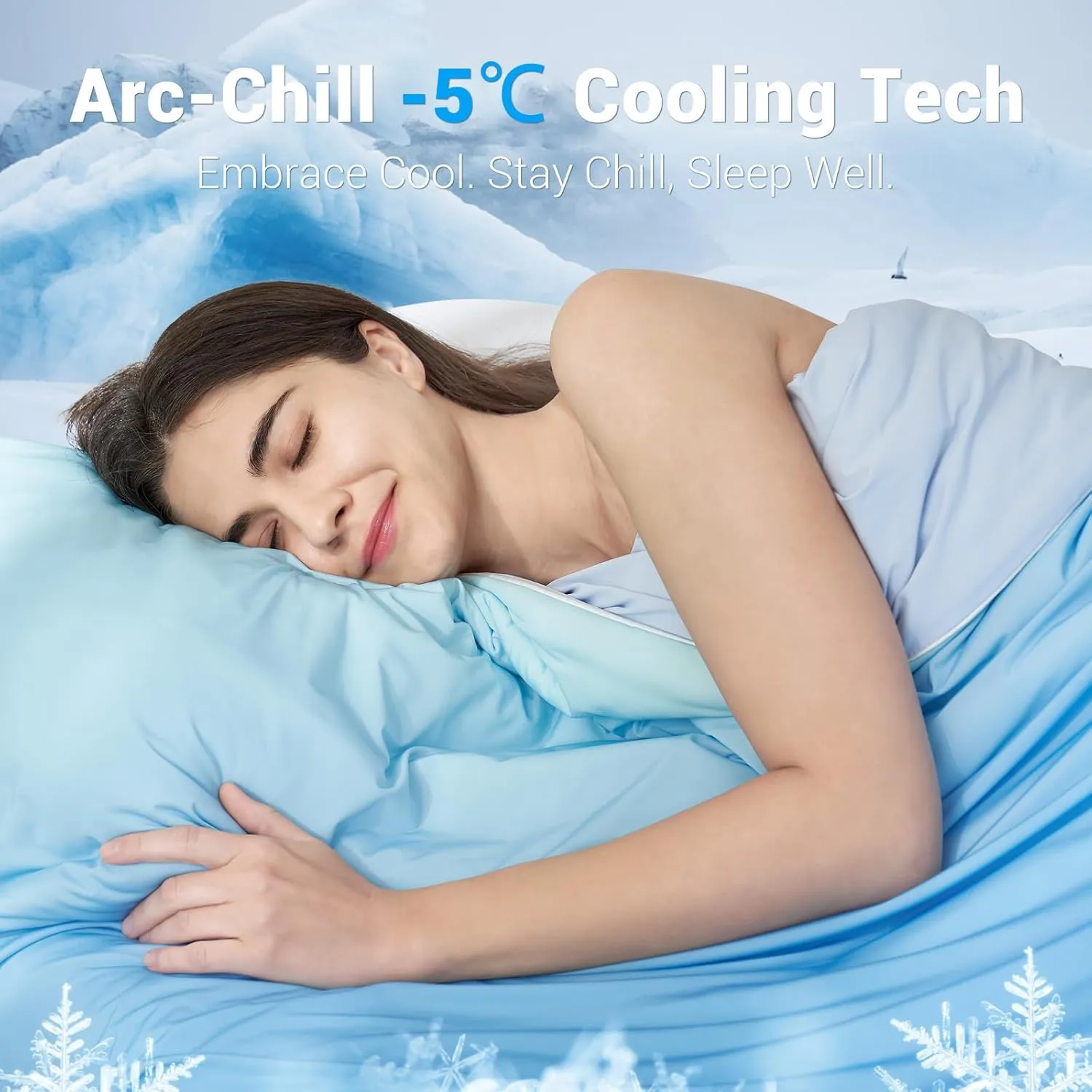 Elegear Cooling Comforter Queen Absorbs Body Heat to Keep Cool, Double-Sided Cooling Blanket for Hot Sleepers Arc-Chill Cool Fabric Q-Max>0.5, Lightweight Summer Comforter Cold Blanket, Gradient Blue