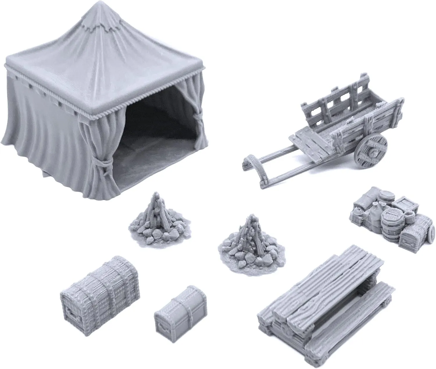 EnderToys Traveler's Camp II by Printable Scenery, 3D Printed Tabletop RPG Scenery and Wargame Terrain 28mm Miniatures