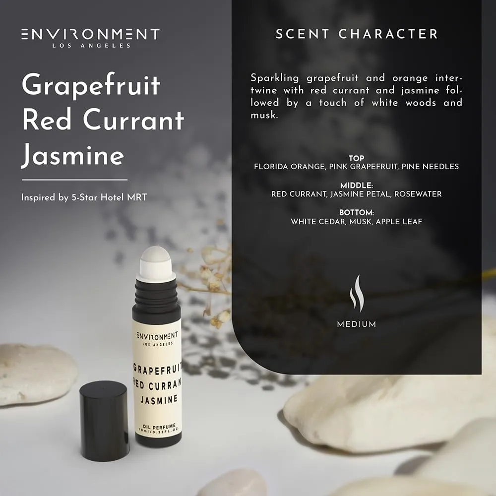 ENVIRONMENT Inspired by 5-Star Hotels MRT 10ml Roll-on Perfume (Grapefruit | Red Currant | Jasmine) Body Oil Fragrance, Roll On Oil, Body Fragrance for Women & Men, Luxury Scents, Vegan & Cruelty-Free