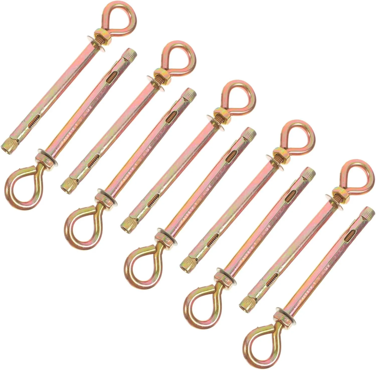 ERINGOGO 10pcs Heavy Duty Expansion Eye Bolts Split Carbon Steel Swing Hangers for Hammocks Galvanized Concrete Anchors Easy Install Outdoor Hardware