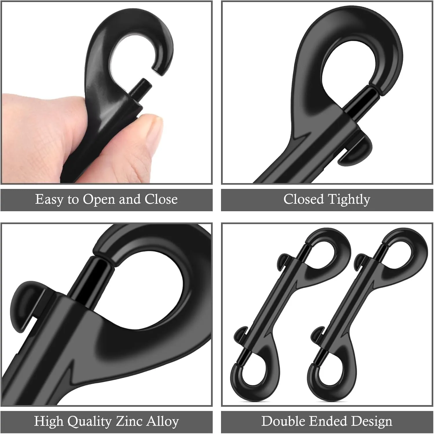 ERKOON 3.5 inch Double Ended Bolt Snaps Hooks 110lbs Load Capacity Zinc Alloy Double Sided Clips Heavy Duty Trigger Snap for Dogs Leashes/Water Bucket/Horse Feed/Hammocks (35 Pack)