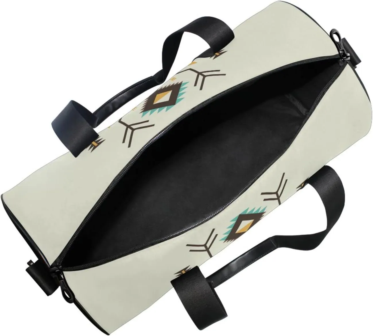 Ethnic Tribal Pattern Duffel Bag, Foldable Canvas Travel Tote for Gym Sports with Inner Pockets, Durable Lightweight Fitness Bag for Overnight Workout