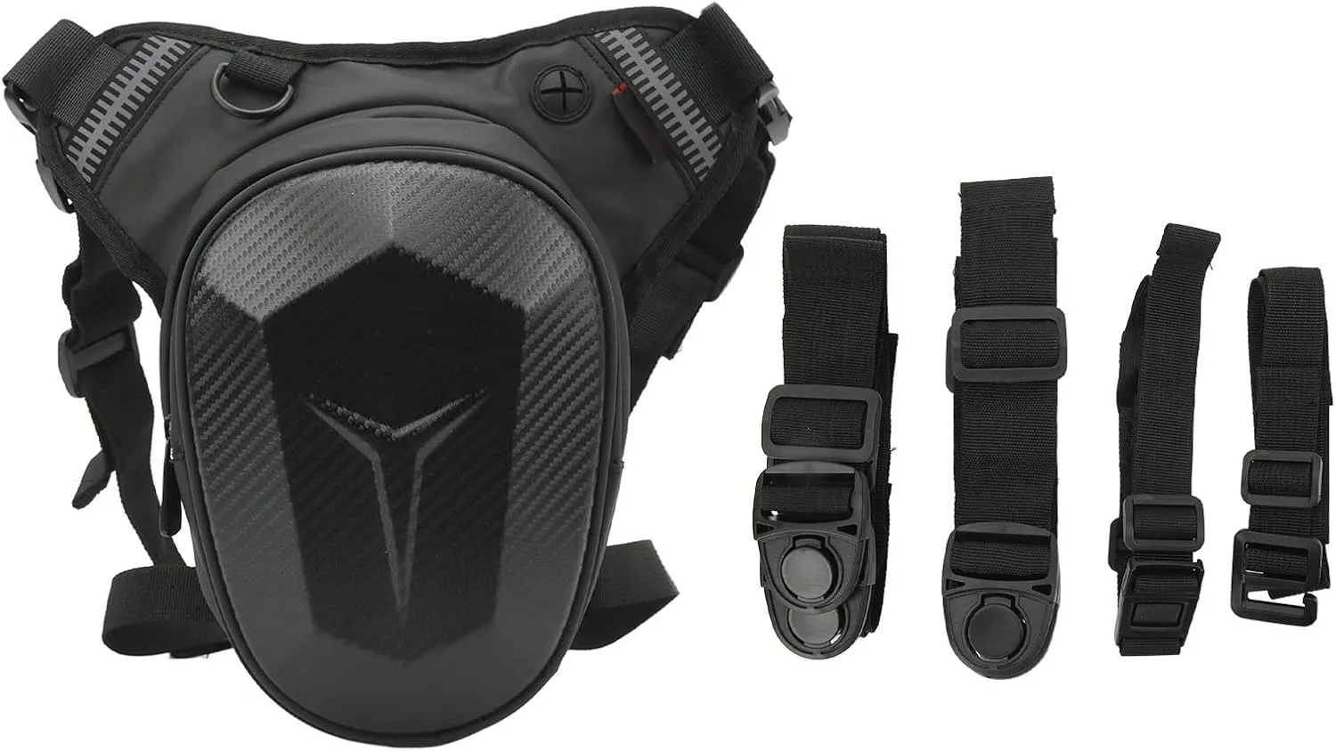 EVGATSAUTO Motorcycle Drop Leg Bag, Water Waist Pack with Reflective Strip for Outdoor Hiking, Traveling, Fishing (Carbon Fiber Look)