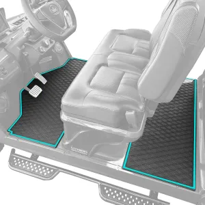 Evolution D5 Golf Cart Floor Mat Set for 4 Forward Facing Seats - Rubber Double Diamond Design - Fits D5 4F Evolution Maverick and Ranger Trims (Sky Blue Trim, D5 4F 1st & 2nd Rows Forward Facing)