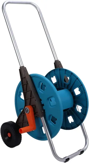 EVTSCAN Portable Garden Hose Reel Cart, 2 Wheeled Hose Trolley Holds 196 Foot Hose Capacity, Aluminium Tube, Easy to Assemble, Keep Your Yard Neat and Tidy, for Watering Plants and Lawns, Washing Cars