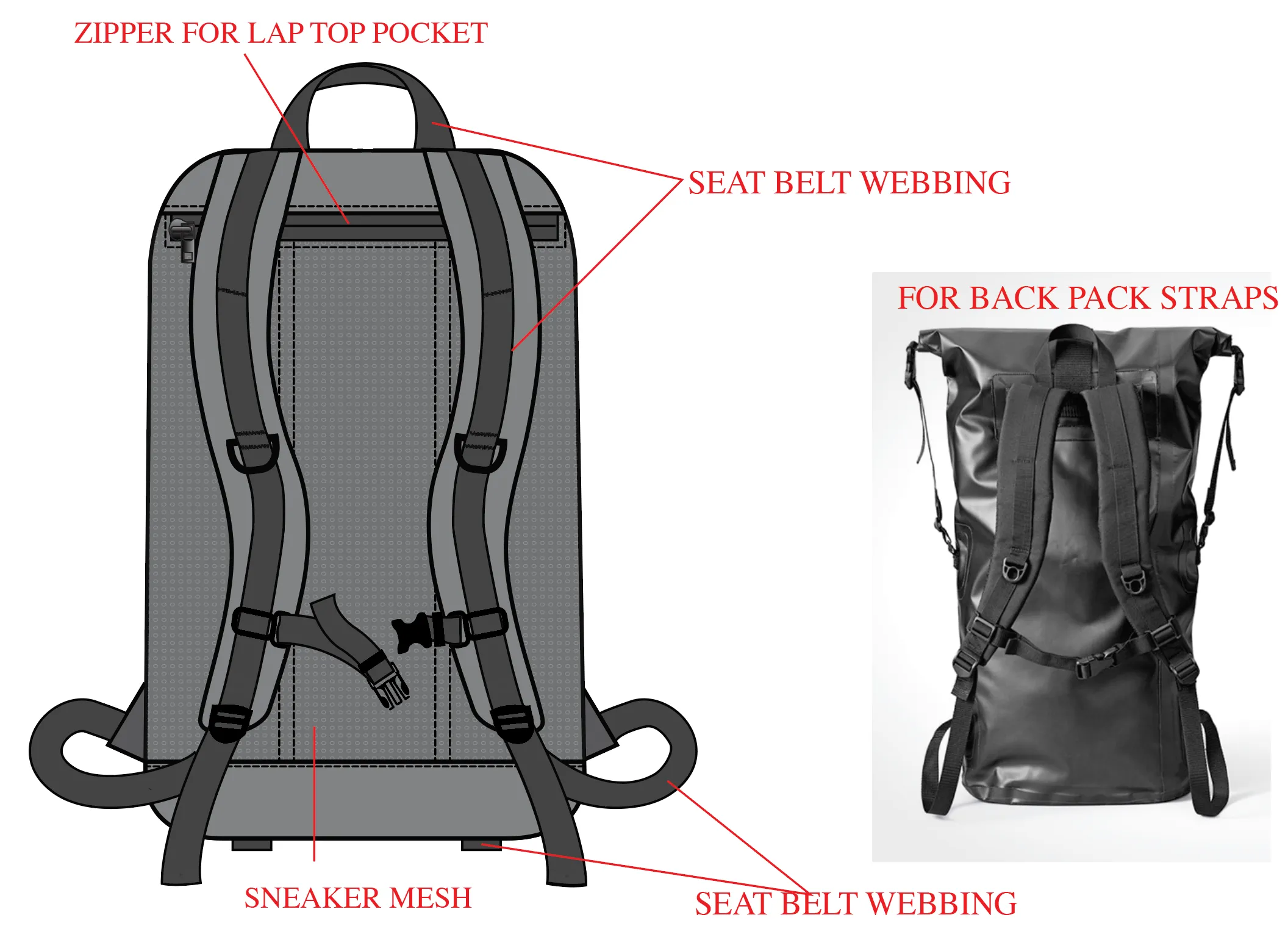Expandable Roll Top Back Pack