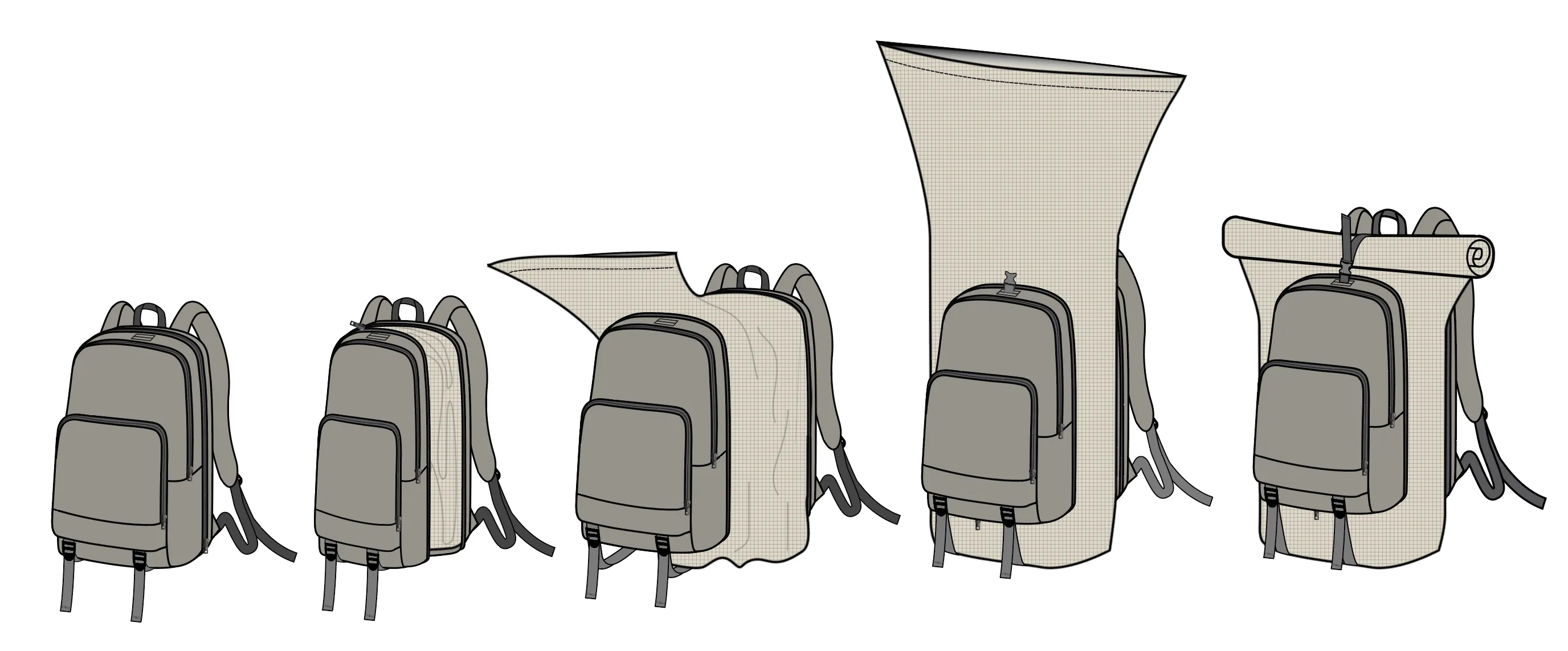 Expandable Roll Top Back Pack