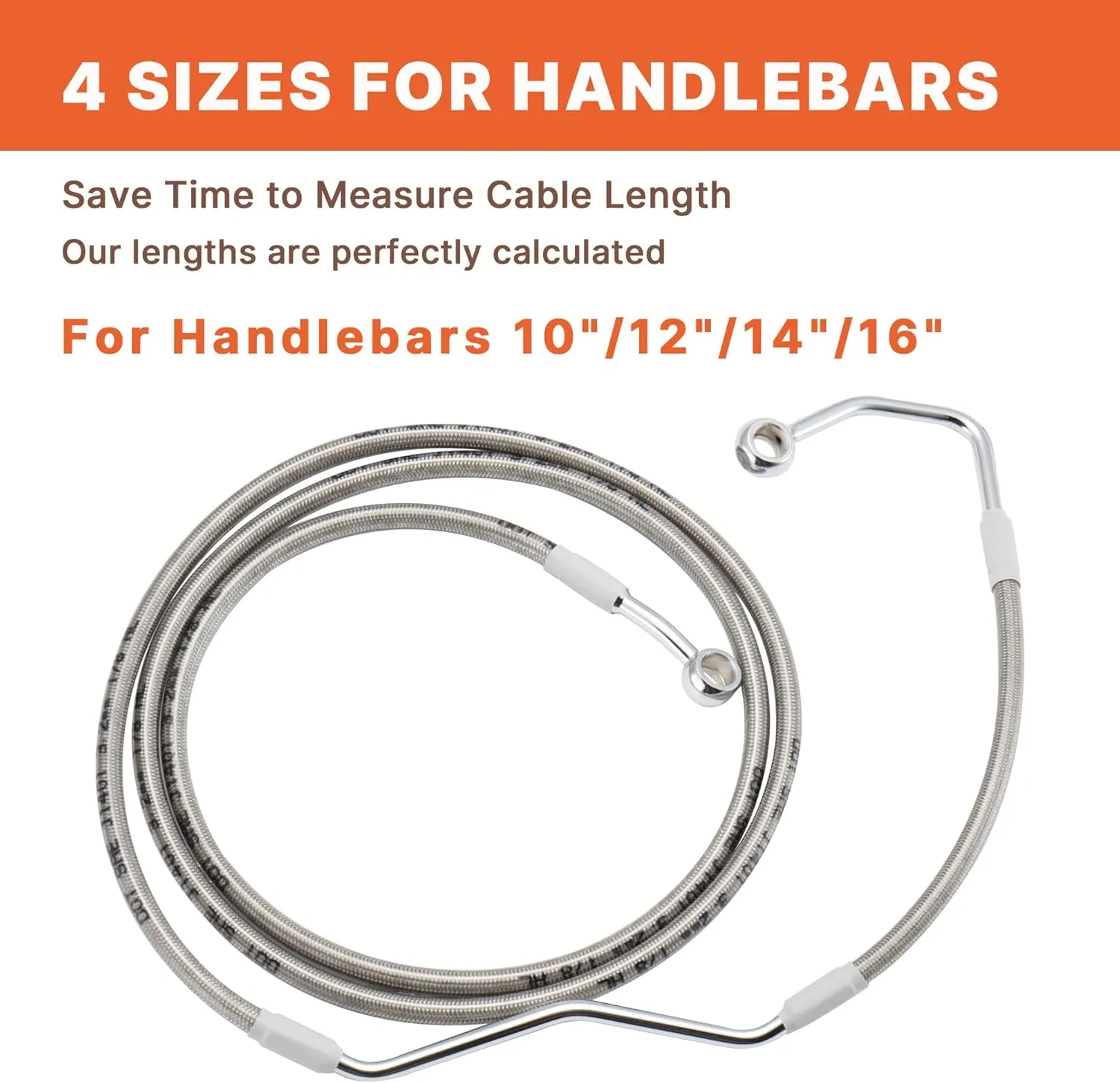 Extended Front Brake Line 10" Handlebar Extension Brake Hose for Harley 2008-2013 Touring Road King/Road Glide/Street Glide/Electra Glide with ABS,Stainless Steel Braided Brake Cables, Silver