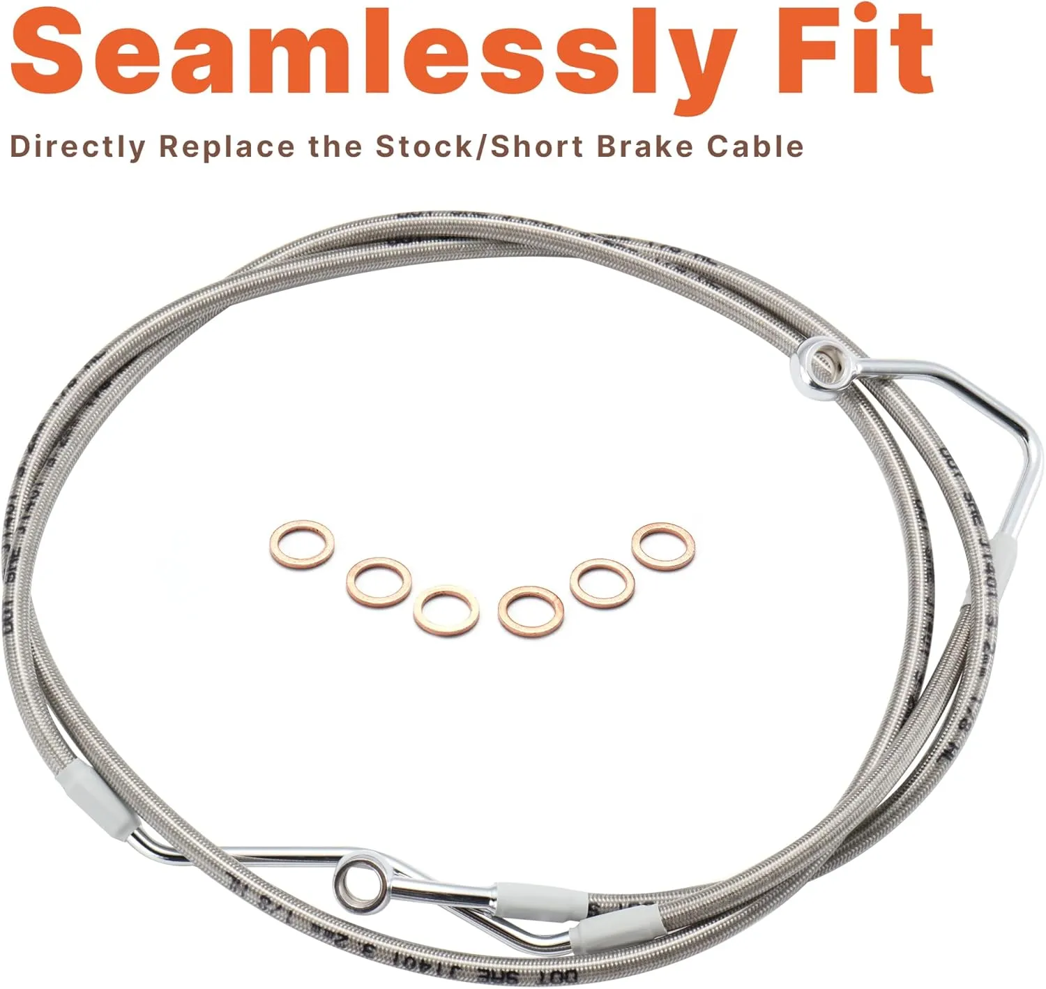 Extended Front Brake Line 10" Handlebar Extension Brake Hose for Harley 2008-2013 Touring Road King/Road Glide/Street Glide/Electra Glide with ABS,Stainless Steel Braided Brake Cables, Silver
