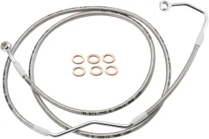 Extended Front Brake Line 10" Handlebar Extension Brake Hose for Harley 2008-2013 Touring Road King/Road Glide/Street Glide/Electra Glide with ABS,Stainless Steel Braided Brake Cables, Silver