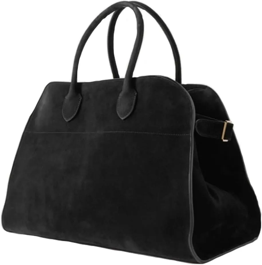 Fashion Soft Suede Tote Bag for Women,Classic Top-Handle Satchels Bags,Vintage Casual Hobo Purse Large Capacity 2024(Black)