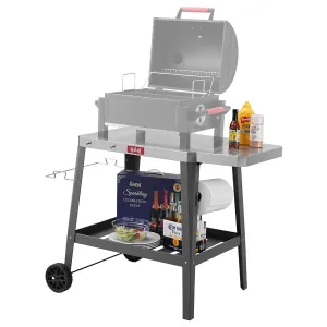 Feasto Outdoor Grill Table Cart, Pizza Oven Table with Wheels, Stainless Steel Countertop Cart with Foldable Extension Table, Versatile Food Prep Grill Cart for Outdoor BBQ Cooking Gathering