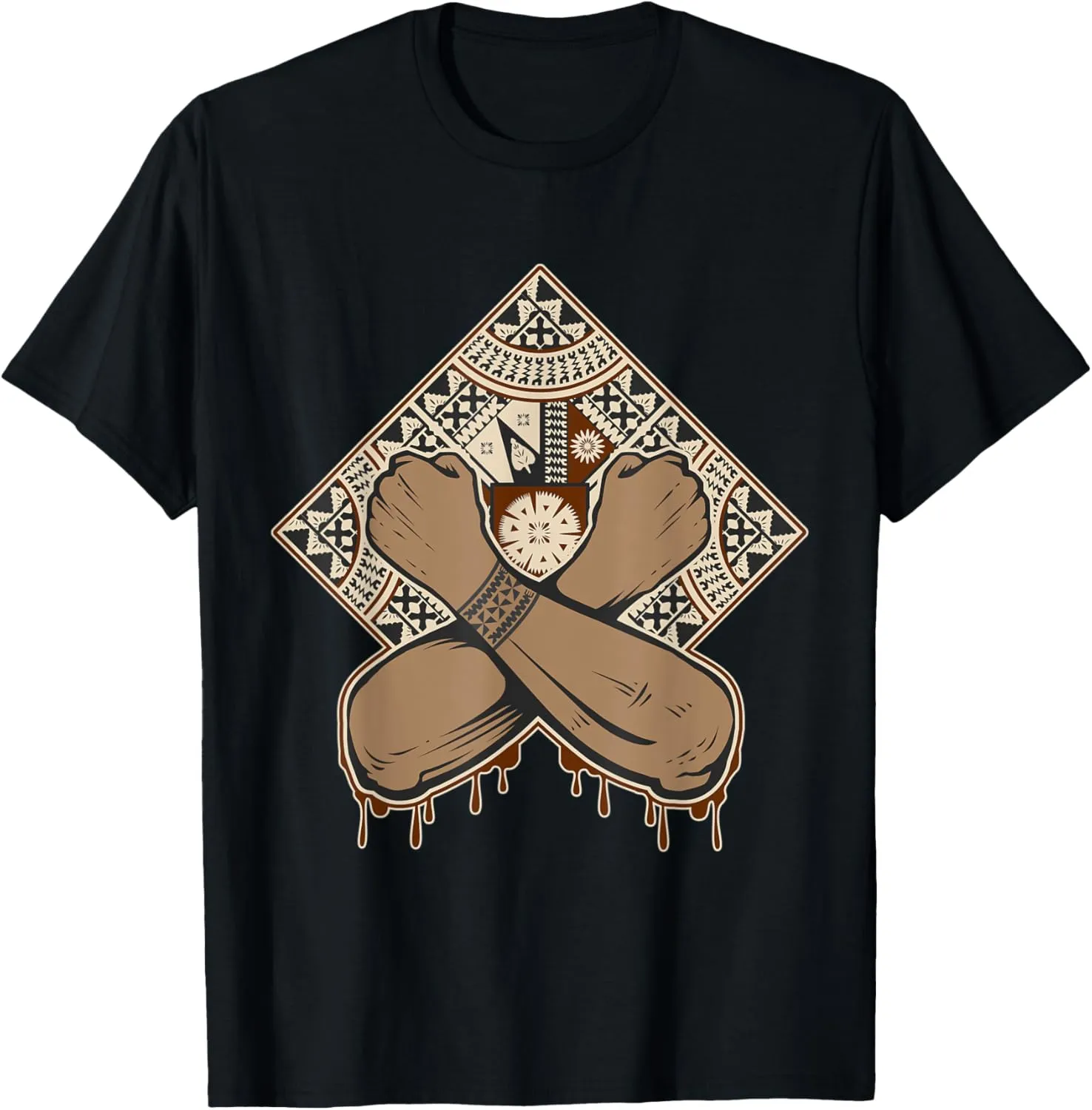 Fiji Islands Abstract Masi Authentic Summer Tee Tapa T-Shirt