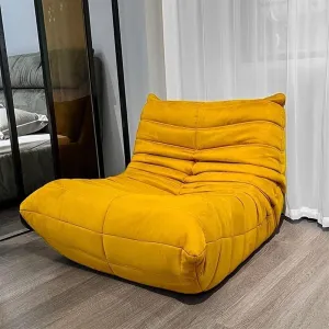 Fireside Chair, Modern Lounge Bean Bag Chair Single Sofa Lazy Couch Tatami Living Room Bedroom Lovely Leisure Single Chair Reading Chair Balcony Rocking Chair (Color : Suede Goose Yellow, Size : One