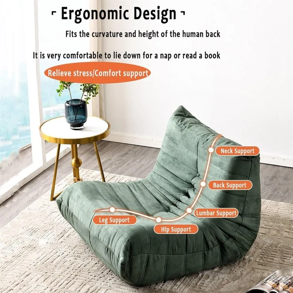 Fireside Chair, Modern Lounge Bean Bag Chair Single Sofa Lazy Couch Tatami Living Room Bedroom Lovely Leisure Single Chair Reading Chair Balcony Rocking Chair (Color : Suede Goose Yellow, Size : One