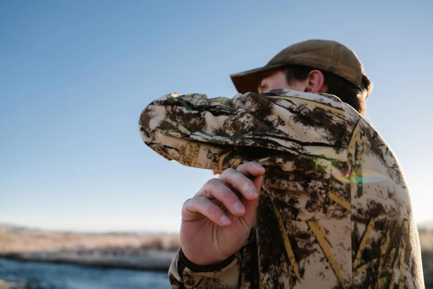 First Lite Men's Challis Fleece - Windproof Soft Shell Camo Hunting Jacket, Hoodless Thermal Layer Hunting Gear For Men