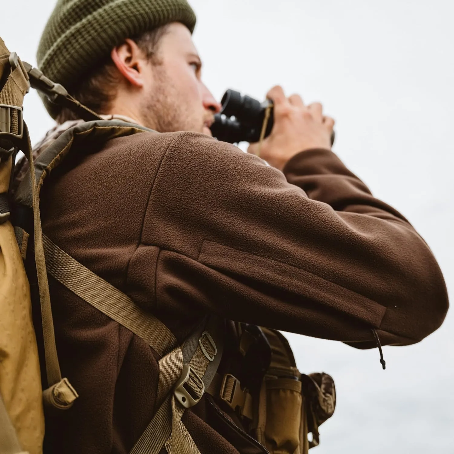 First Lite Men's Challis Fleece - Windproof Soft Shell Camo Hunting Jacket, Hoodless Thermal Layer Hunting Gear For Men