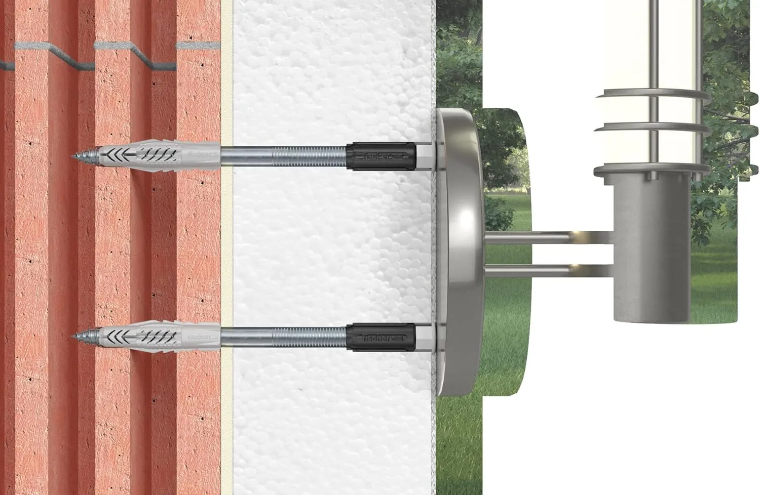 fischer TherMax 10/200 M6 Spacer Mounting System (2) for Insulation Materials, Insulation Dowels for Attaching Light Loads in Thermal Insulation Composite Systems, with Anti-Cold Cone