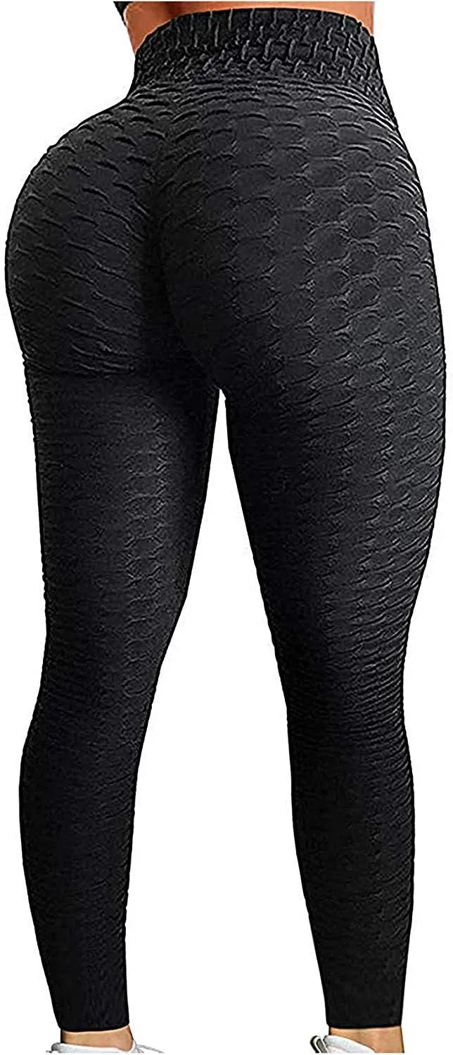 FITTOO Womens High Waisted Yoga Pants Tummy Control Scrunched Booty Leggings Workout Running Butt Lift Textured Tights