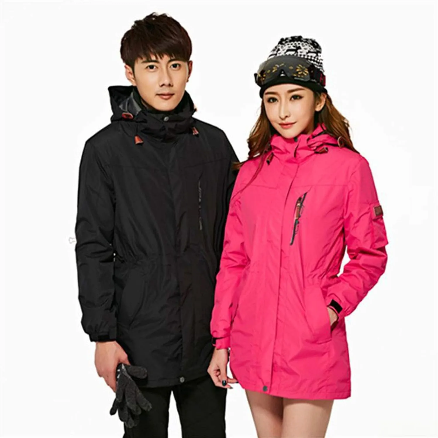 Flygo Womens 3 in 1 Fleece Lined Rain Jacket Windproof Waterproof Parkas