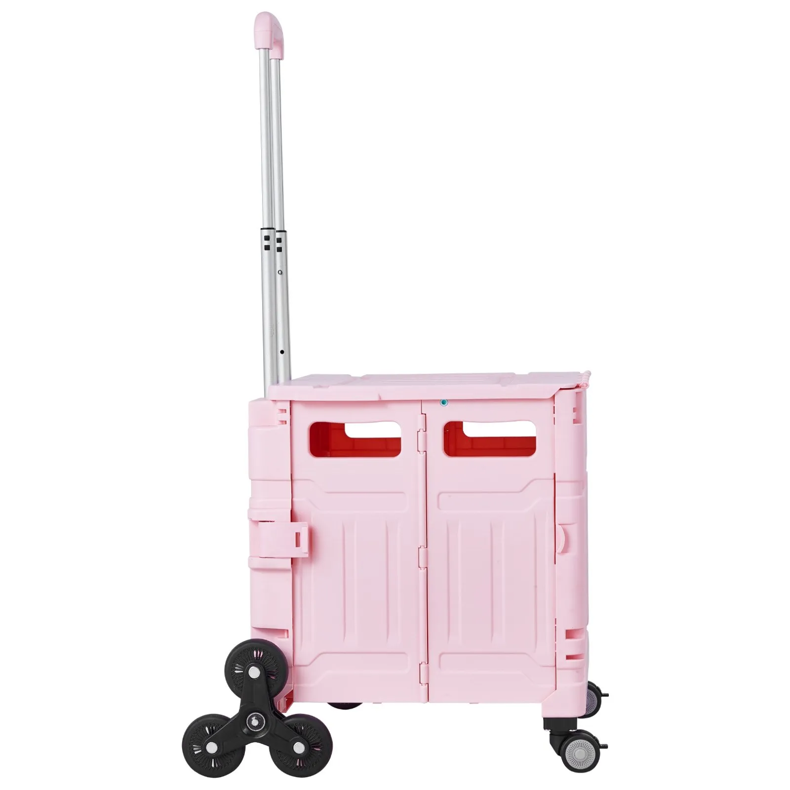 Foldable Cart with Stair Climbing Wheels Collapsible Rolling Crate 65L