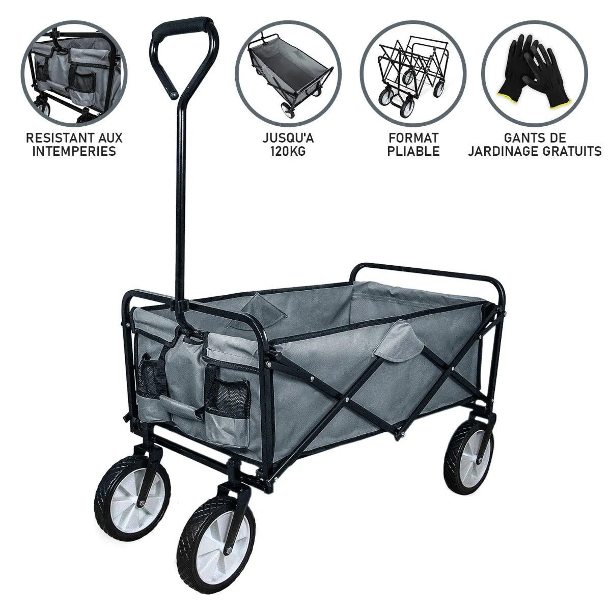 Foldable Garden Cart Grey